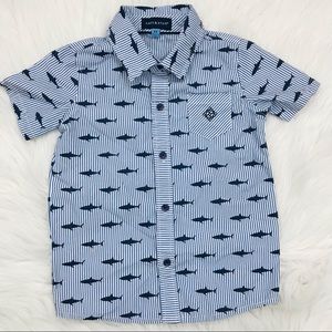 Andy & Evan Boys Striped Shark Print Shirt Shark Week